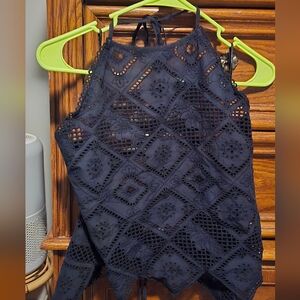 Free People Black Lace Halter Top